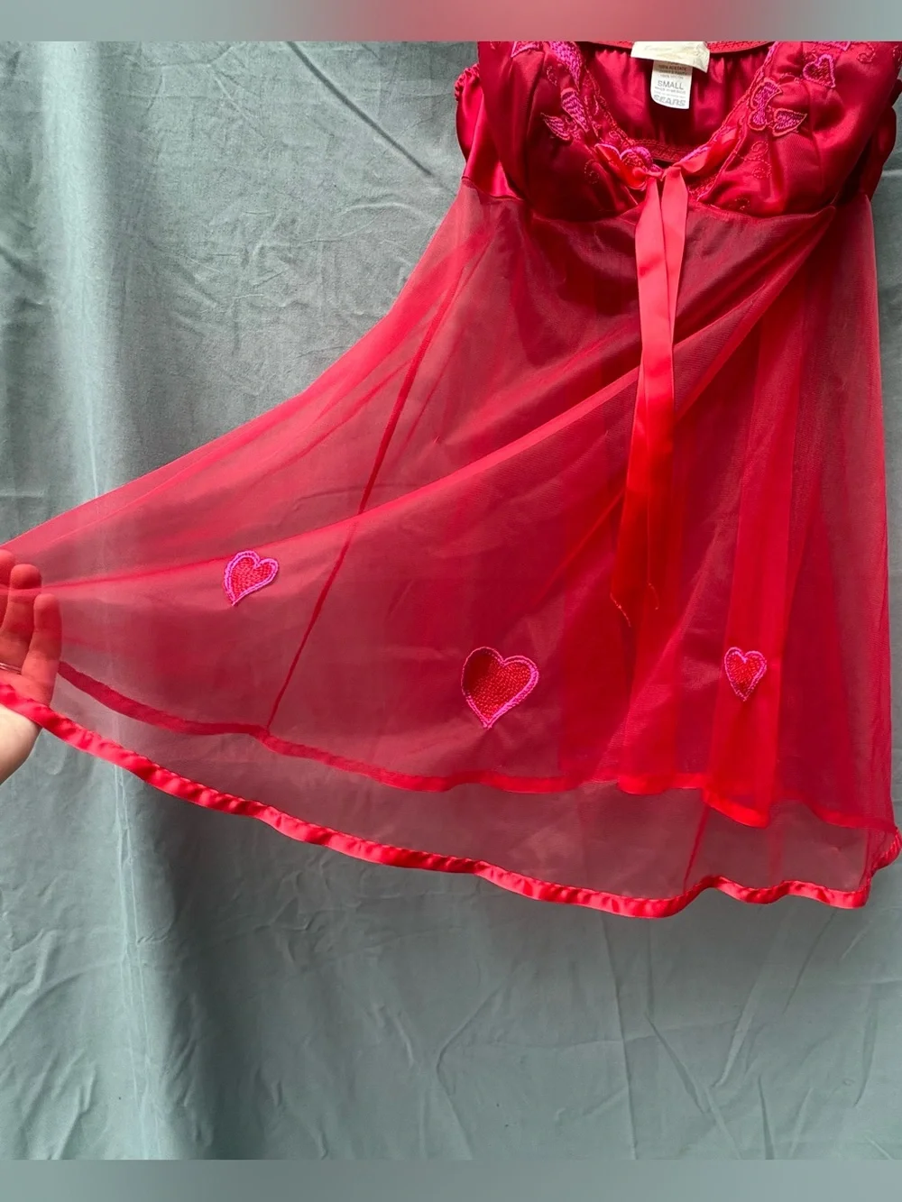 Vintage Lingerie Babydoll Top with Heart Embroidery Inner Most by Sears